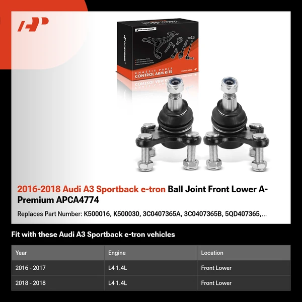2016-2018 Audi A3 Sportback e-tron Ball Joint Front Lower A-Premium APCA4774