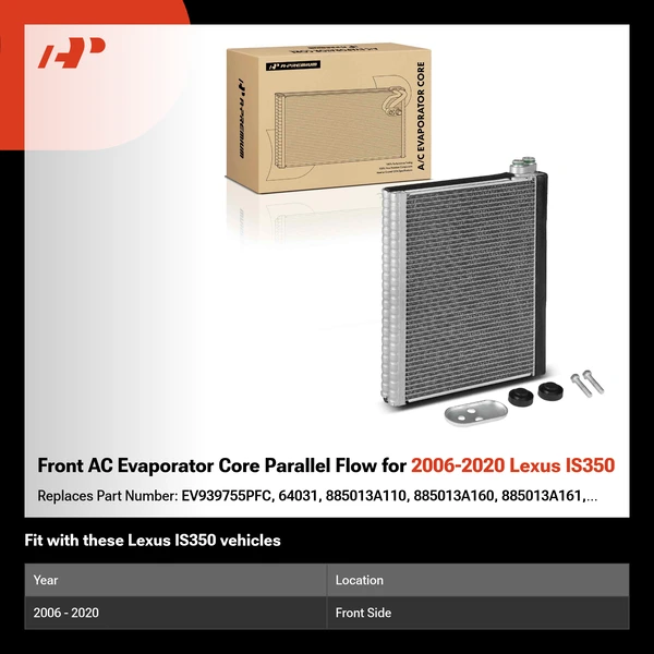 Front AC Evaporator Core Parallel Flow for 2006-2020 Lexus IS350