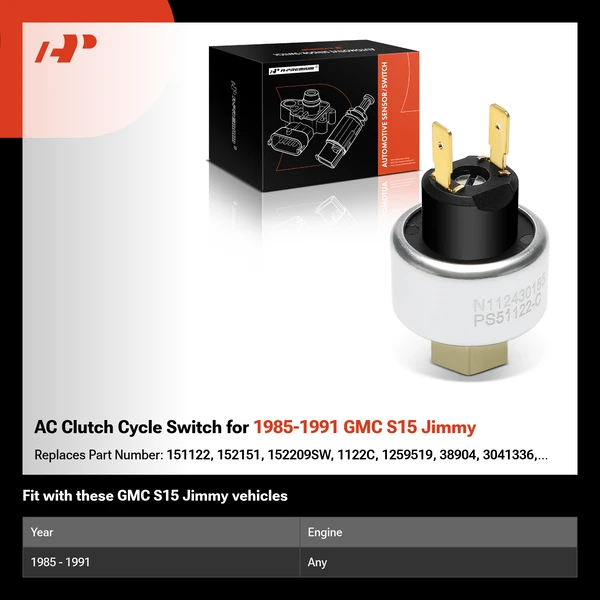 AC Clutch Cycle Switch for 1985-1991 GMC S15 Jimmy