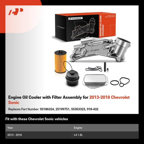 Engine Oil Cooler with Filter Assembly for 2013-2018 Chevrolet Sonic