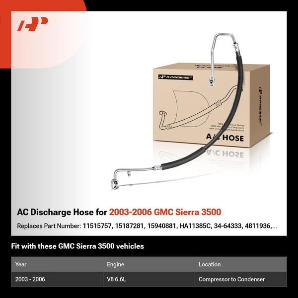 AC Discharge Hose for 2003-2006 GMC Sierra 3500