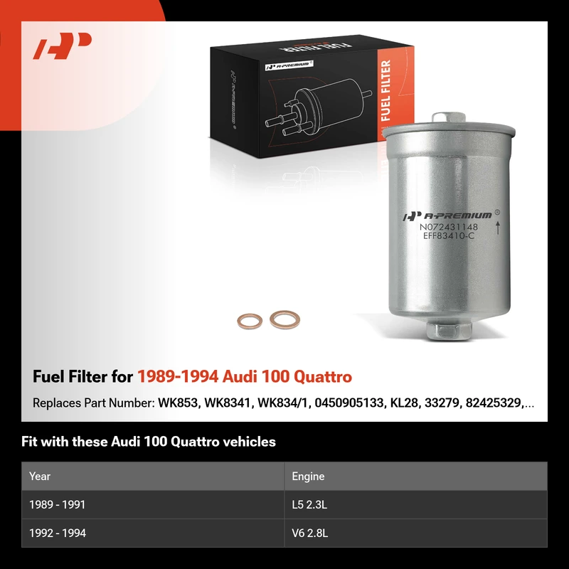 Fuel Filter for 1989-1994 Audi 100 Quattro