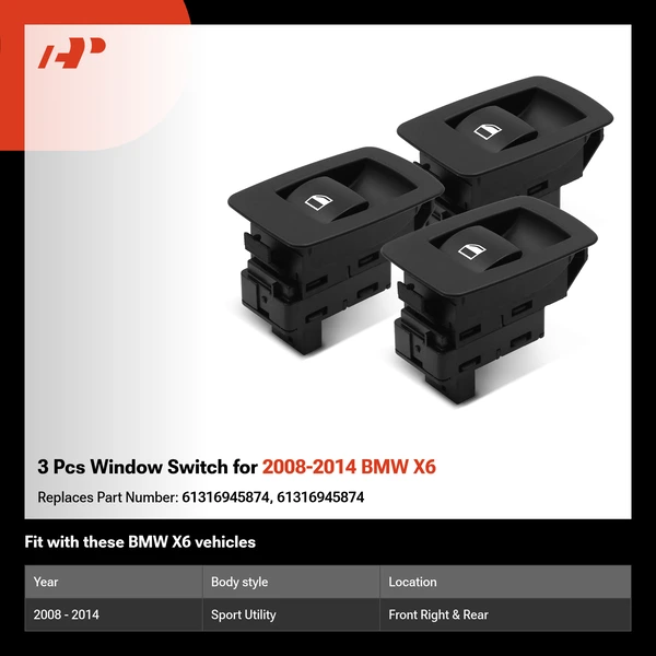 3 Pcs Window Switch for 2008-2014 BMW X6