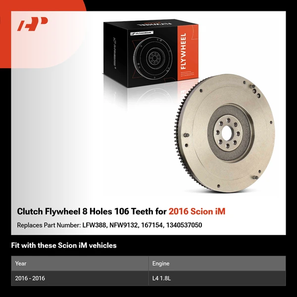 Clutch Flywheel 8 Holes 106 Teeth for 2016 Scion iM