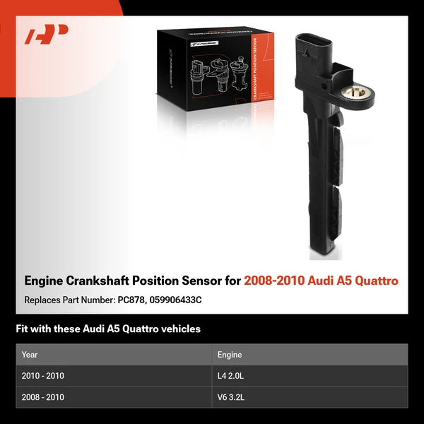 Engine Crankshaft Position Sensor for 2008-2010 Audi A5 Quattro