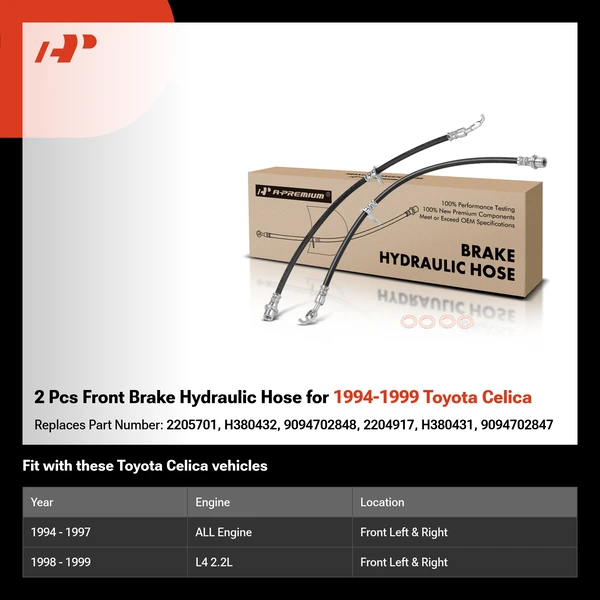 2 Pcs Front Brake Hydraulic Hose for 1994-1999 Toyota Celica