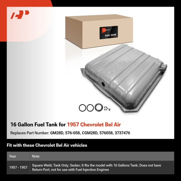 16 Gallon Fuel Tank for 1957 Chevrolet Bel Air