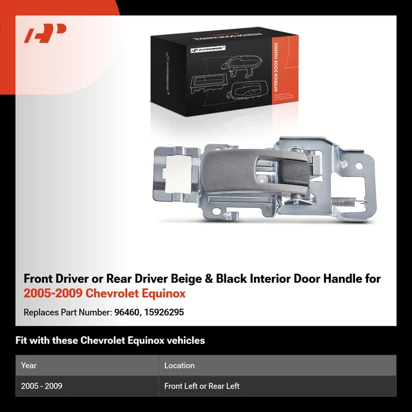 Front Driver or Rear Driver Beige & Black Interior Door Handle for 2005-2009 Chevrolet Equinox