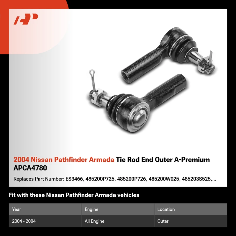 2004 Nissan Pathfinder Armada Tie Rod End Outer A-Premium APCA4780