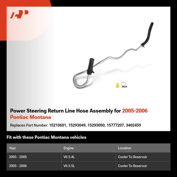 Power Steering Return Line Hose Assembly for 2005-2006 Pontiac Montana