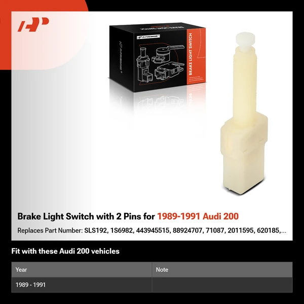 Brake Light Switch with 2 Pins for 1989-1991 Audi 200