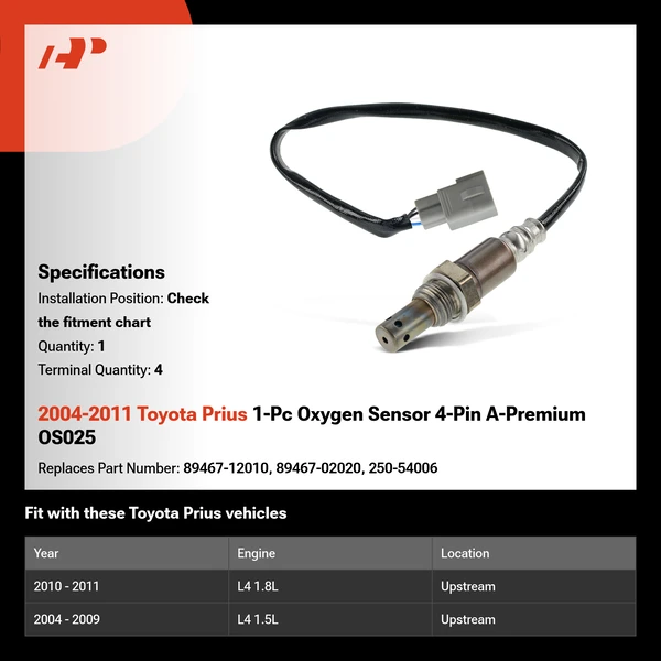 2004-2011 Toyota Prius 1-Pc Oxygen Sensor 4-Pin A-Premium OS025