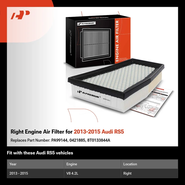 Right Engine Air Filter for 2013-2015 Audi RS5