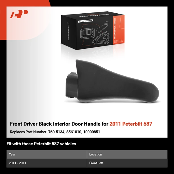 Front Driver Black Interior Door Handle for 2011 Peterbilt 587