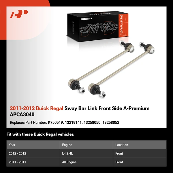 2011-2012 Buick Regal Sway Bar Link Front Side A-Premium APCA3040