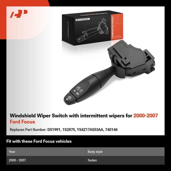 Windshield Wiper Switch with intermittent wipers for 2000-2007 Ford Focus