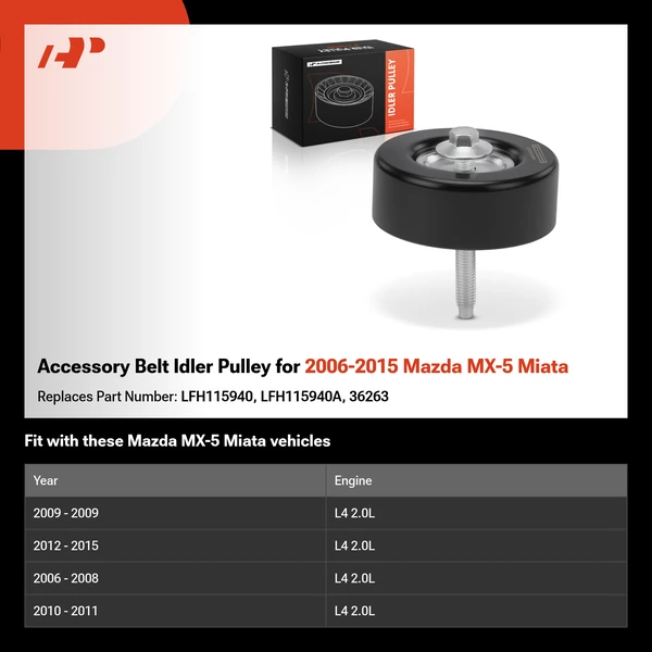 Accessory Belt Idler Pulley for 2006-2015 Mazda MX-5 Miata