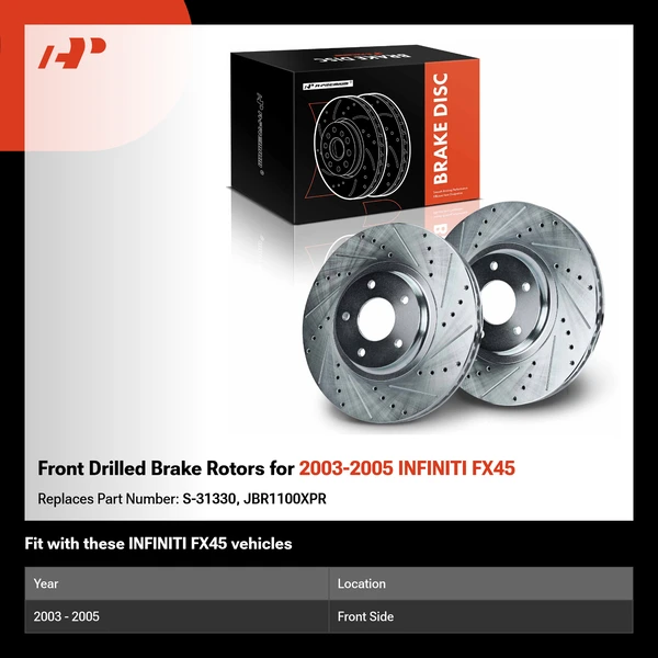 Front Drilled Brake Rotors for 2003-2005 INFINITI FX45