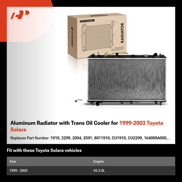 Aluminum Radiator with Trans Oil Cooler for 1999-2003 Toyota Solara