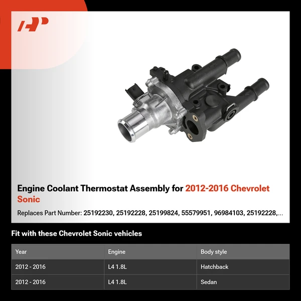 Engine Coolant Thermostat Assembly for 2012-2016 Chevrolet Sonic