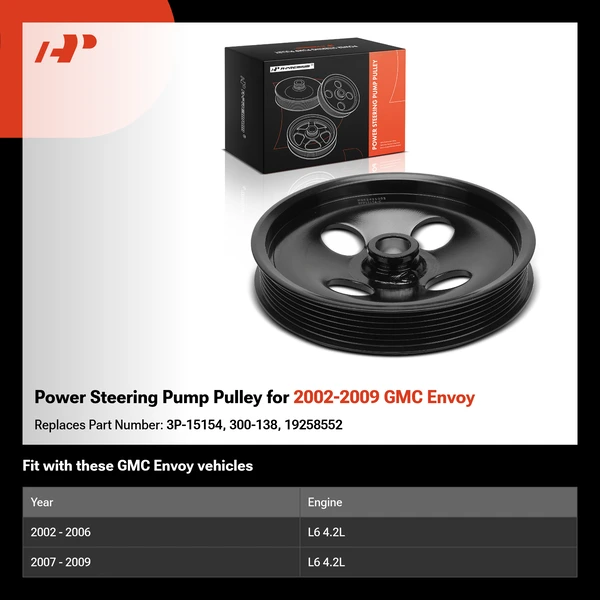 Power Steering Pump Pulley for 2002-2009 GMC Envoy