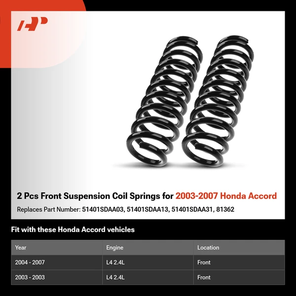 2 Pcs Front Suspension Coil Springs for 2003-2007 Honda Accord