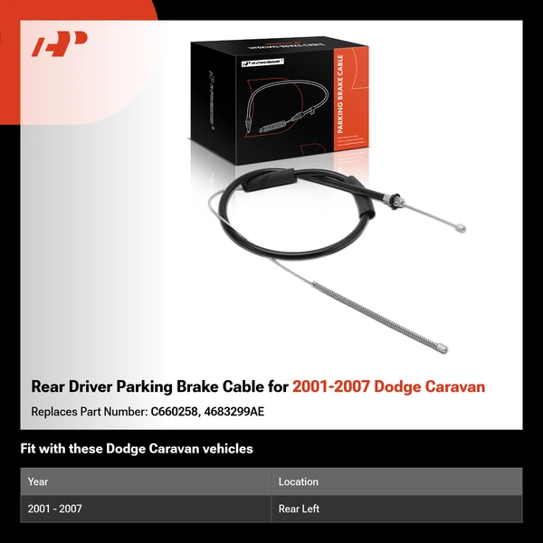 Rear Driver Parking Brake Cable for 2001-2007 Dodge Caravan