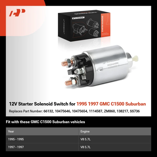 12V Starter Solenoid Switch for 1995 1997 GMC C1500 Suburban