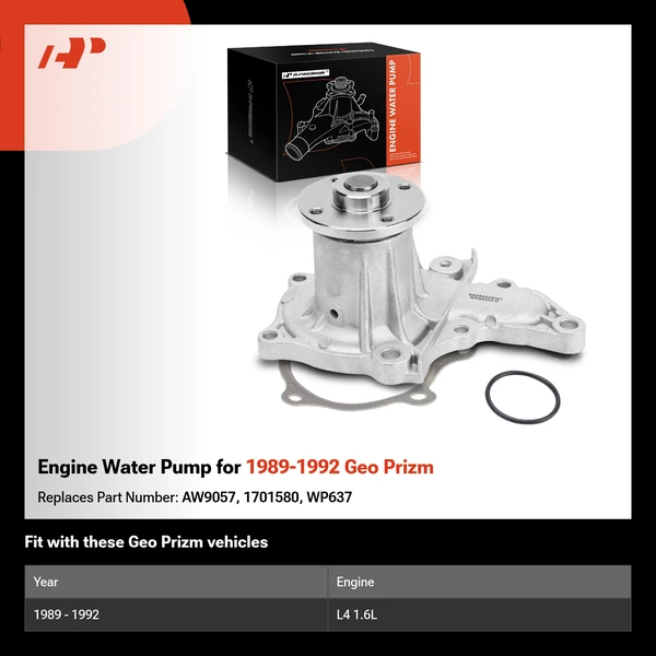 Engine Water Pump for 1989-1992 Geo Prizm