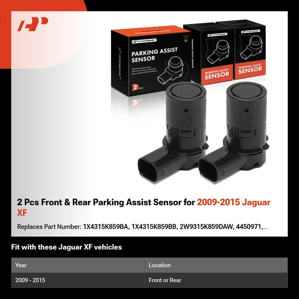 2 Pcs Front & Rear Parking Assist Sensor for 2009-2015 Jaguar XF