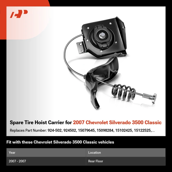 Spare Tire Hoist Carrier for 2007 Chevrolet Silverado 3500 Classic