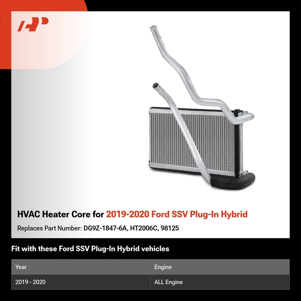 HVAC Heater Core for 2019-2020 Ford SSV Plug-In Hybrid