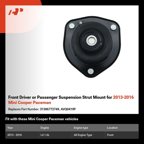 Front Driver or Passenger Suspension Strut Mount for 2013-2016 Mini Cooper Paceman