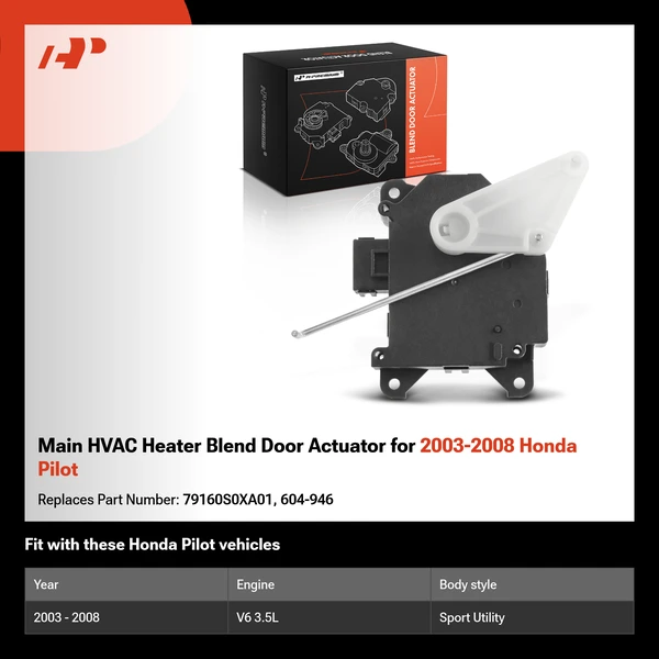 Main HVAC Heater Blend Door Actuator for 2003-2008 Honda Pilot