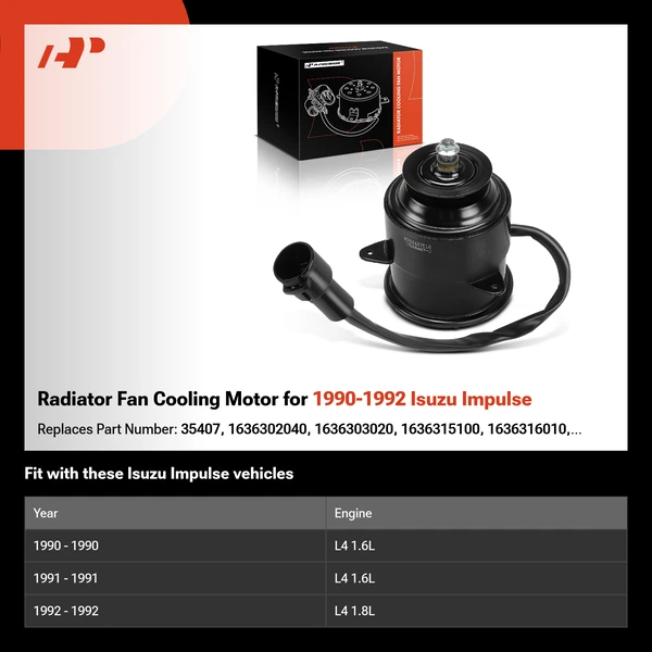 Radiator Fan Cooling Motor for 1990-1992 Isuzu Impulse