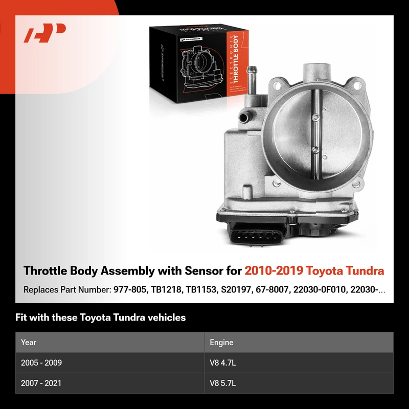 Throttle Body Assembly with Sensor for 2010-2019 Toyota Tundra