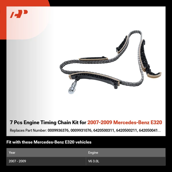 7 Pcs Engine Timing Chain Kit for 2007-2009 Mercedes-Benz E320