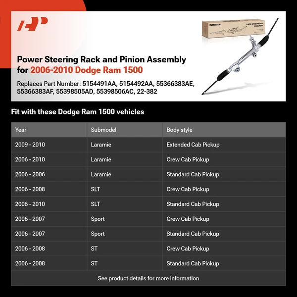 Power Steering Rack and Pinion Assembly for 2006-2010 Dodge Ram 1500