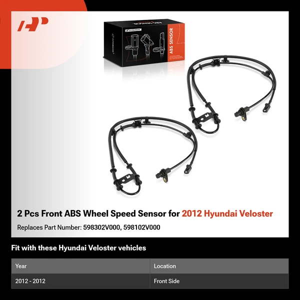 2 Pcs Front ABS Wheel Speed Sensor for 2012 Hyundai Veloster