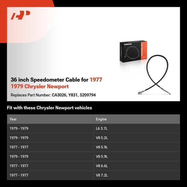 36 inch Speedometer Cable for 1977 1979 Chrysler Newport