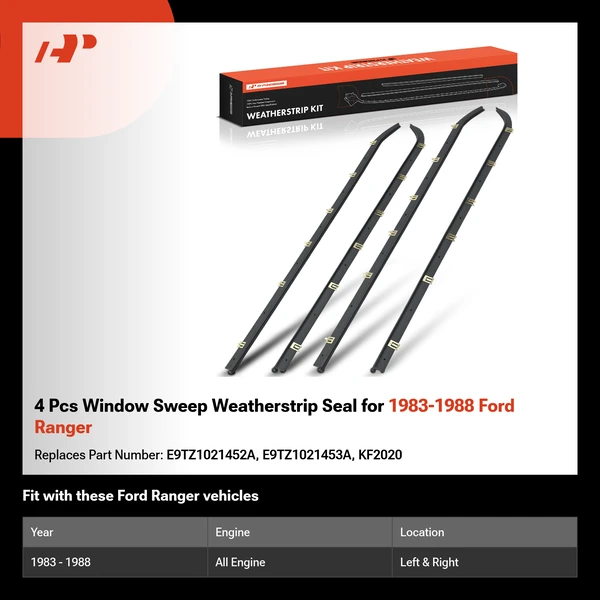 4 Pcs Window Sweep Weatherstrip Seal for 1983-1988 Ford Ranger