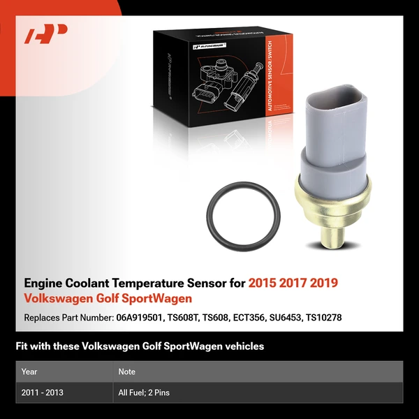 Engine Coolant Temperature Sensor for 2015 2017 2019 Volkswagen Golf SportWagen