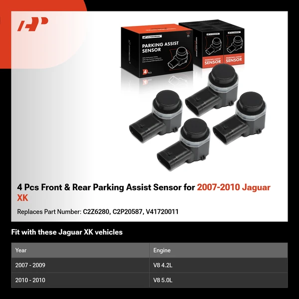 4 Pcs Front & Rear Parking Assist Sensor for 2007-2010 Jaguar XK
