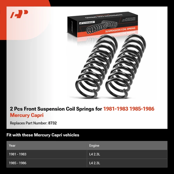 2 Pcs Front Suspension Coil Springs for 1981-1983 1985-1986 Mercury Capri