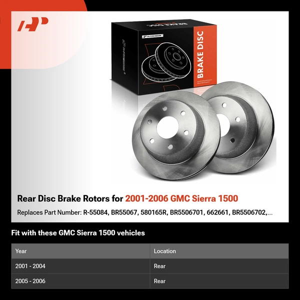 Rear Disc Brake Rotors for 2001-2006 GMC Sierra 1500