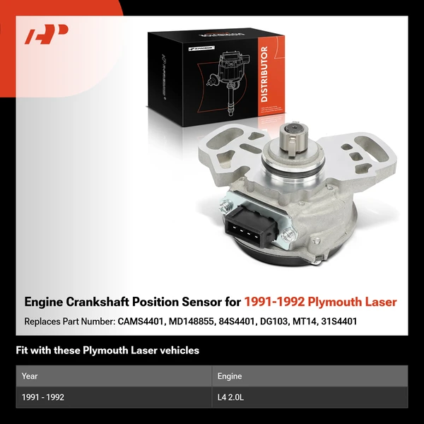 Engine Crankshaft Position Sensor for 1991-1992 Plymouth Laser