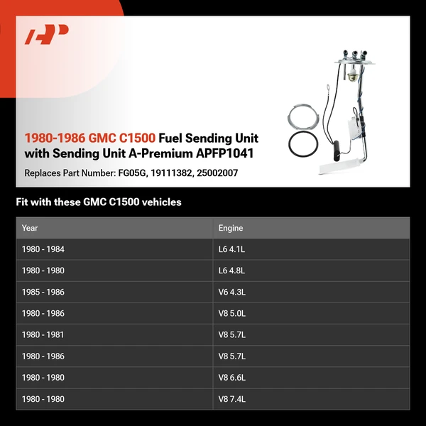 1980-1986 GMC C1500 Fuel Sending Unit with Sending Unit A-Premium APFP1041
