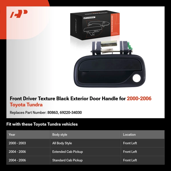 Front Driver Texture Black Exterior Door Handle for 2000-2006 Toyota Tundra
