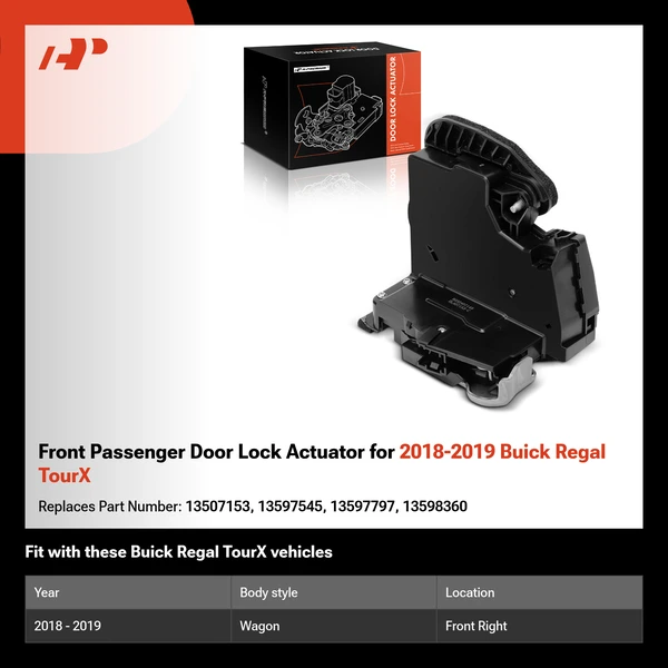Front Passenger Door Lock Actuator for 2018-2019 Buick Regal TourX