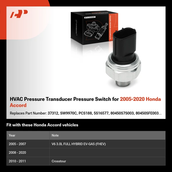 HVAC Pressure Transducer Pressure Switch for 2005-2020 Honda Accord